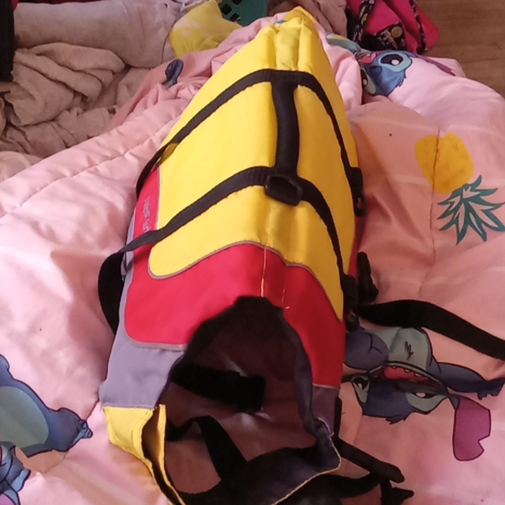 Yellow and Red Dog Life Jacket